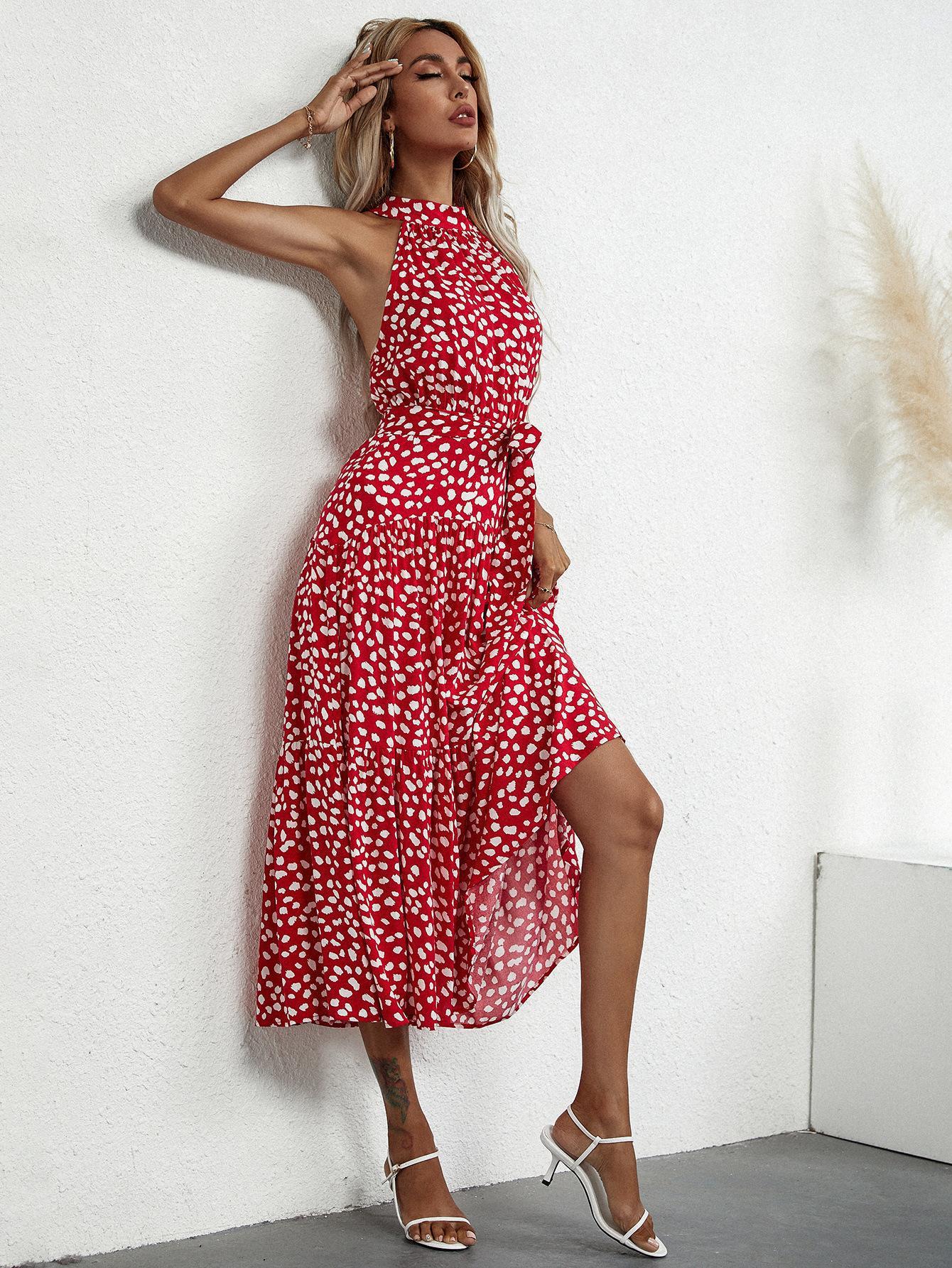 Printed Halter Midi Dress for Women