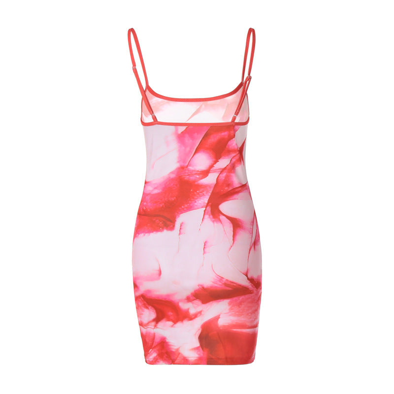 Floral Print Tie Back Sleeveless Mini Dress for Women