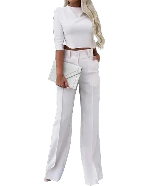 Two-Piece Crop Top and Trousers Set for Women