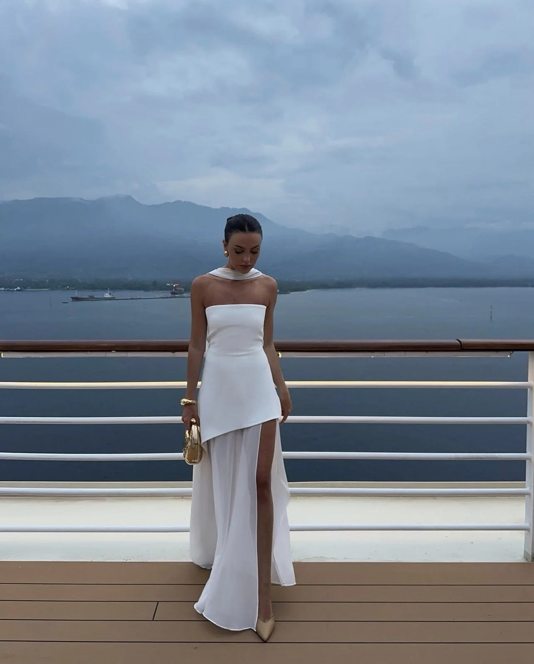 Split Hem Strapless Maxi Dress for Women