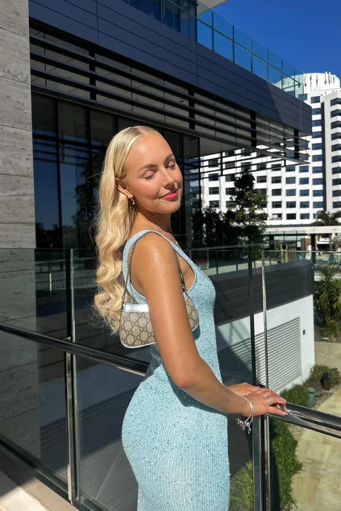 Glitter Knit Low Back Maxi Dress for Women