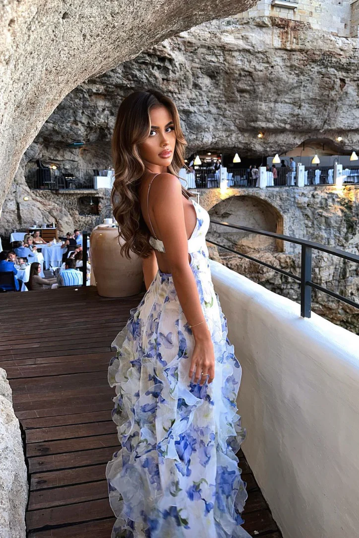 Floral Ruffle Maxi Dress for Women