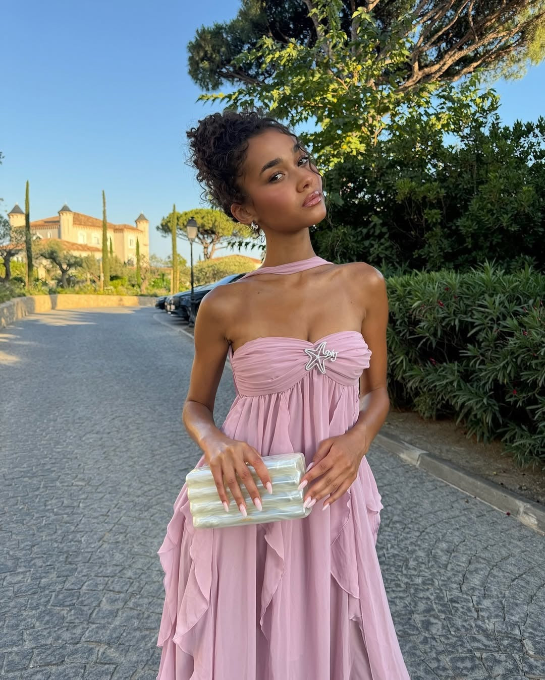 Tiered Ruffle Chiffon Halterneck Maxi Dress for Women