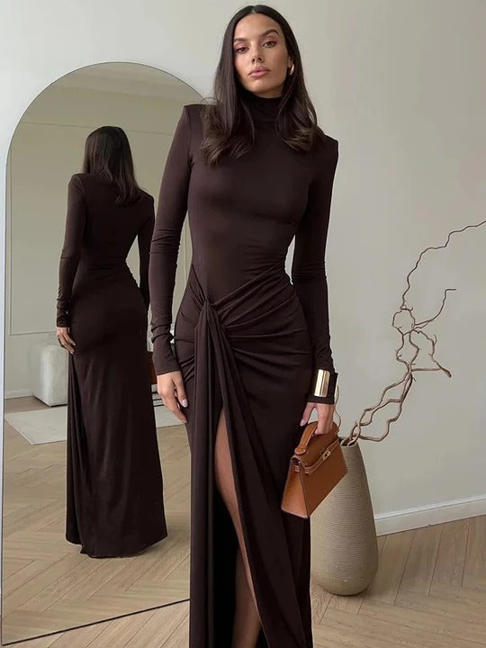 Turtleneck Long Sleeve Maxi Dress for Women