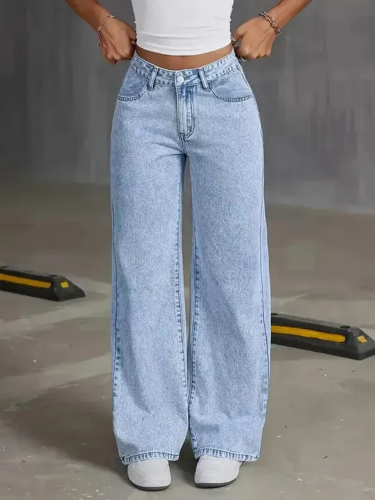 Light Wash High Waisted Wide Leg Jeans for Women