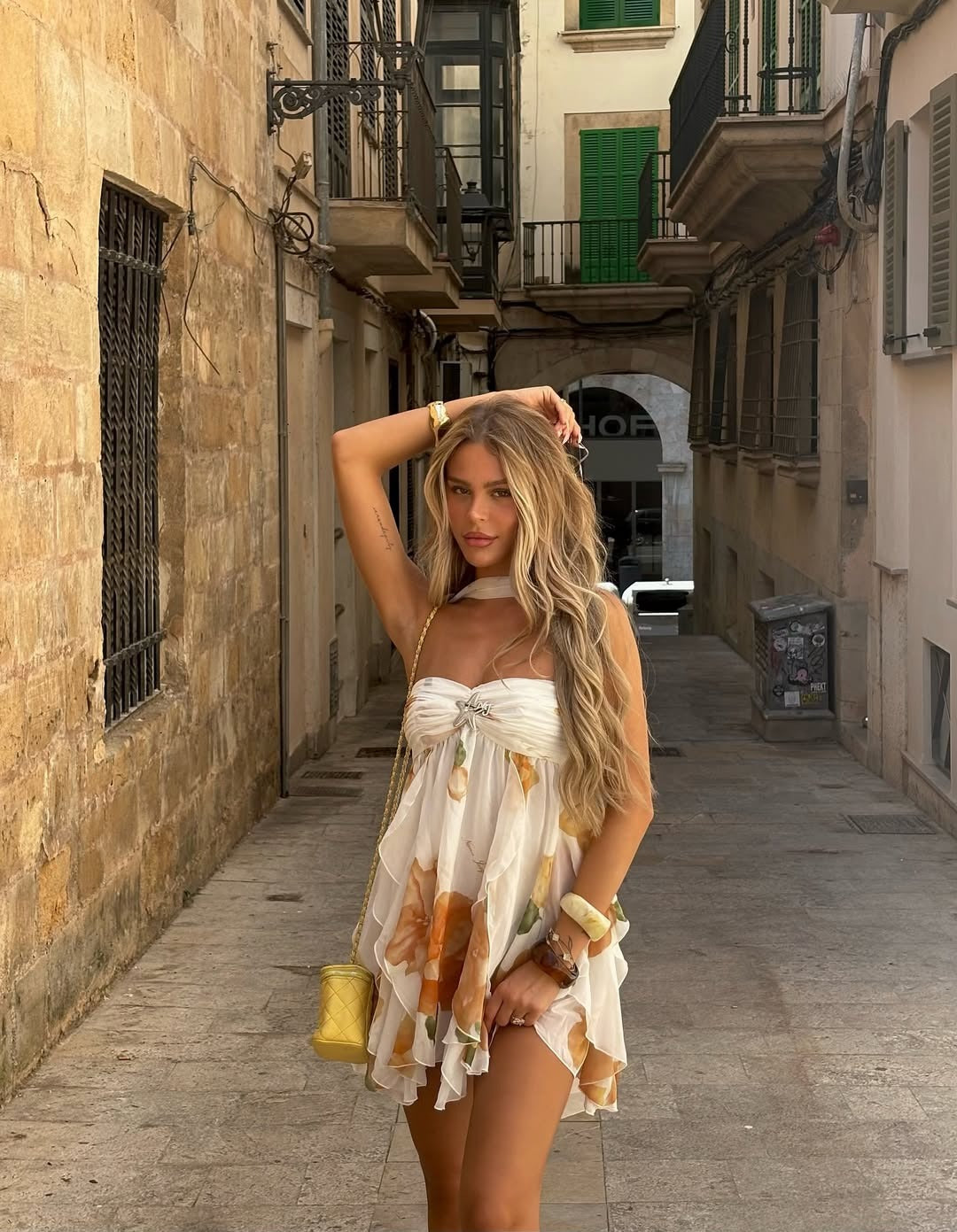 Floral Print Chiffon Ruffle Mini Dress for Women