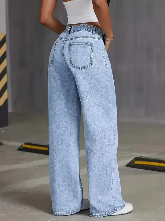 Light Wash High Waisted Wide Leg Jeans for Women