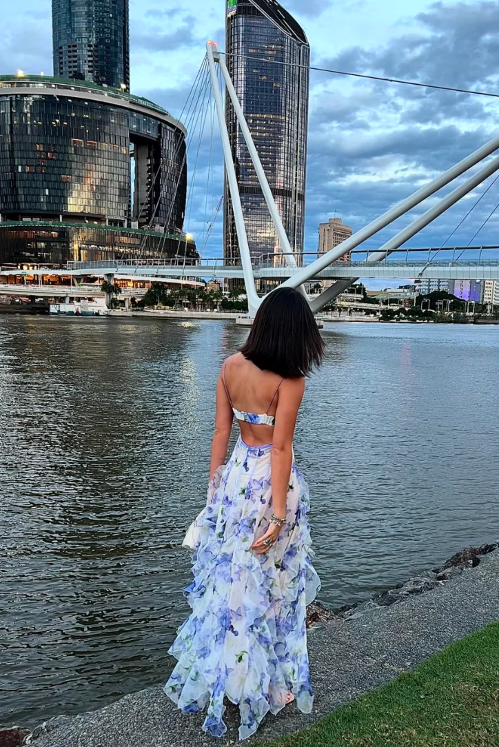 Floral Ruffle Maxi Dress for Women