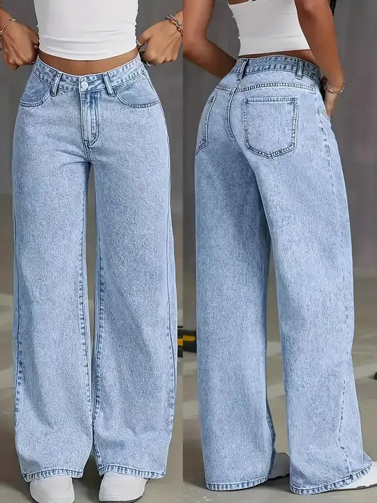 Light Wash High Waisted Wide Leg Jeans for Women