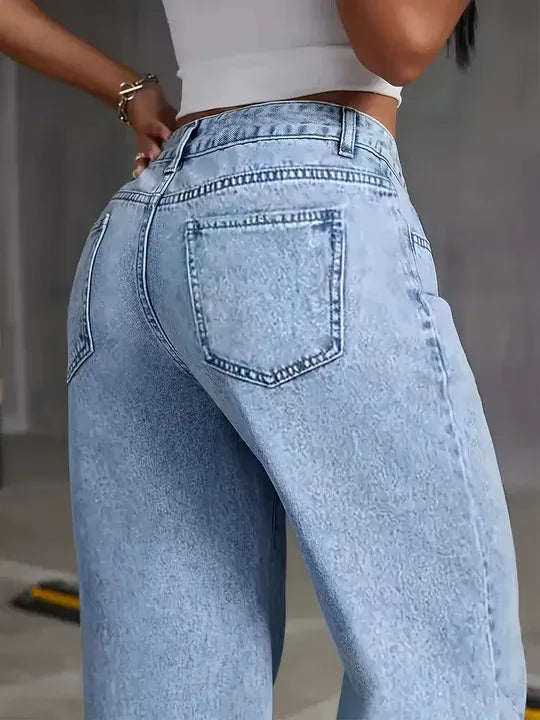 Light Wash High Waisted Wide Leg Jeans for Women