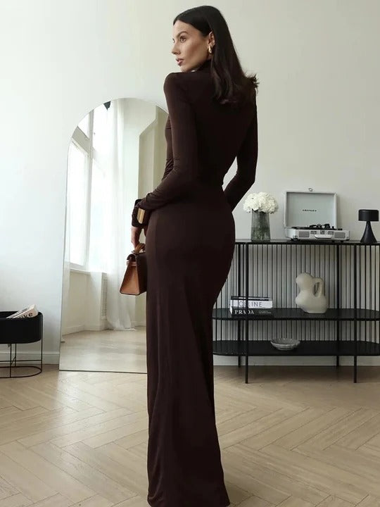 Turtleneck Long Sleeve Maxi Dress for Women