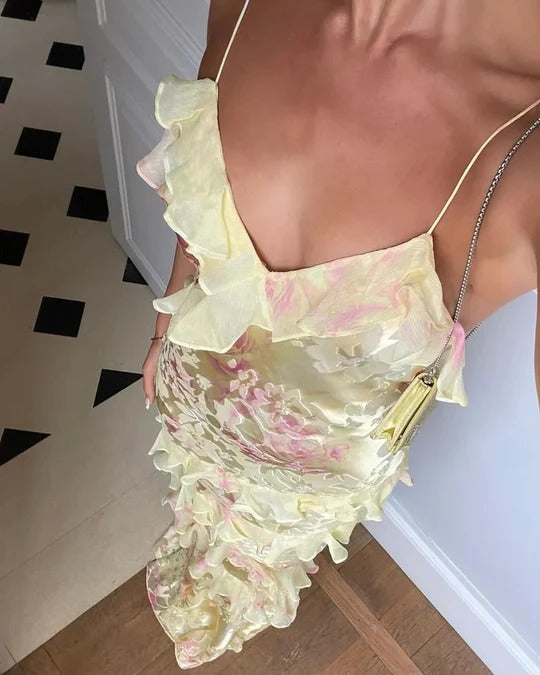 Ruffled Tiered Open Back Maxi Dress for Women