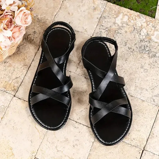 Crisscross Straps Flat Sandals for Women