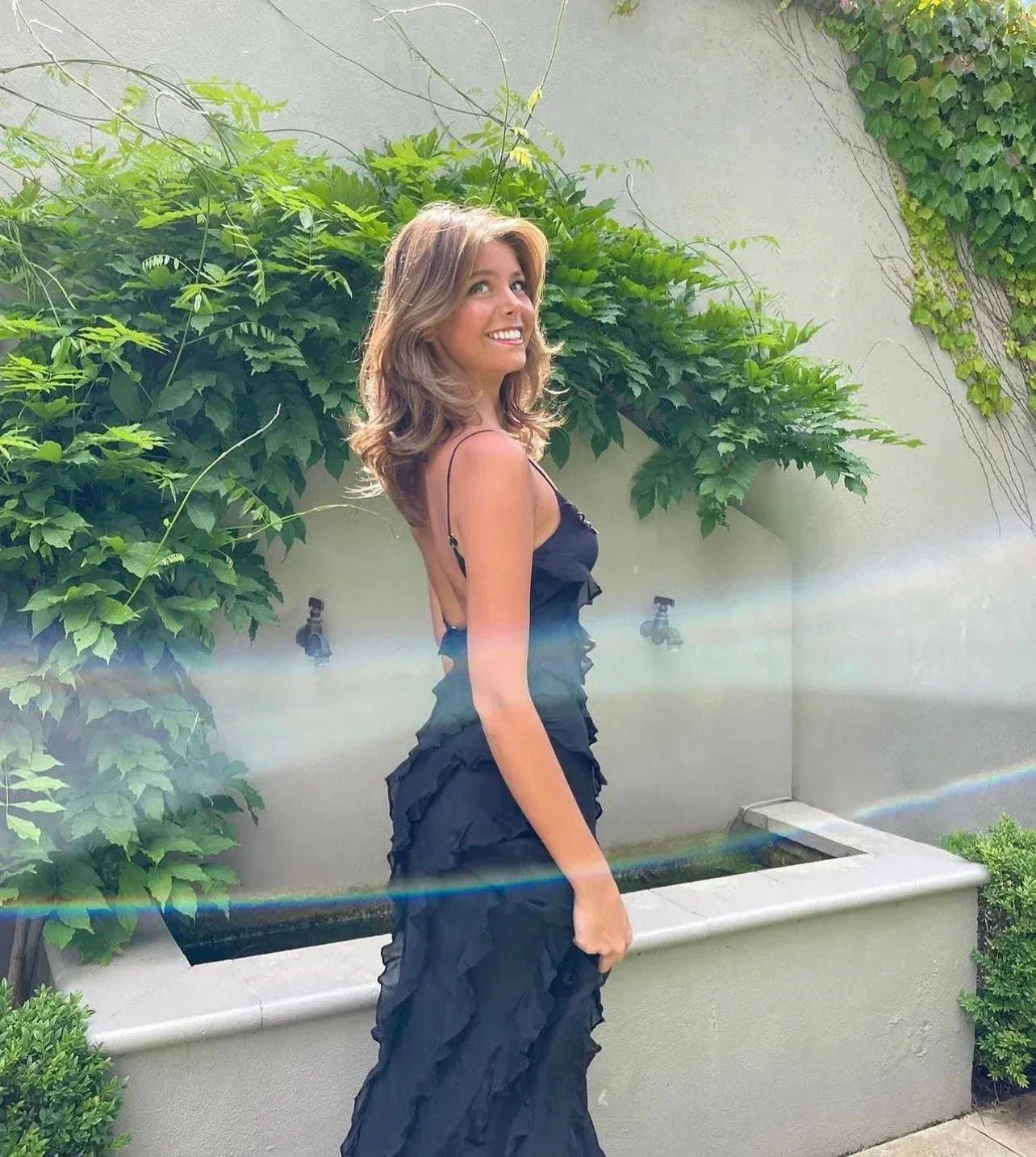 Tiered Ruffle Cascade V-Neck Maxi Dress for Women