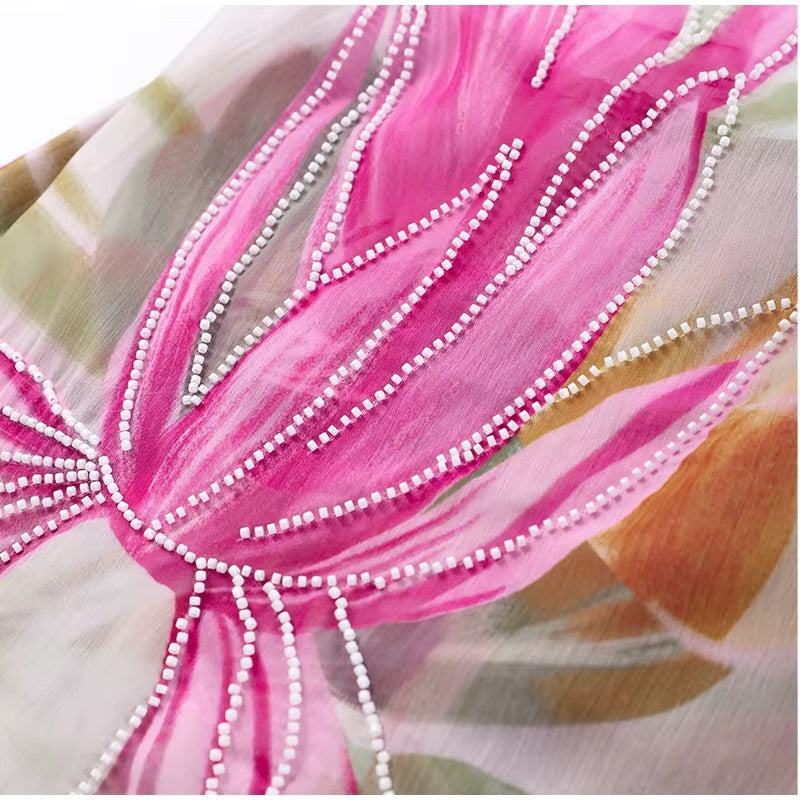 Floral Print Mesh Maxi Dress for Women