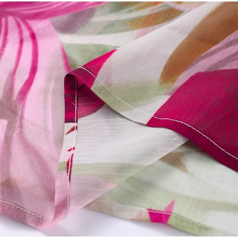 Floral Print Mesh Maxi Dress for Women